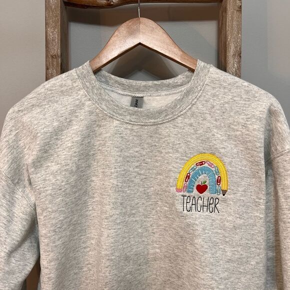 Teacher Rainbow Embroidered Crewneck - Picture 3 of 3
